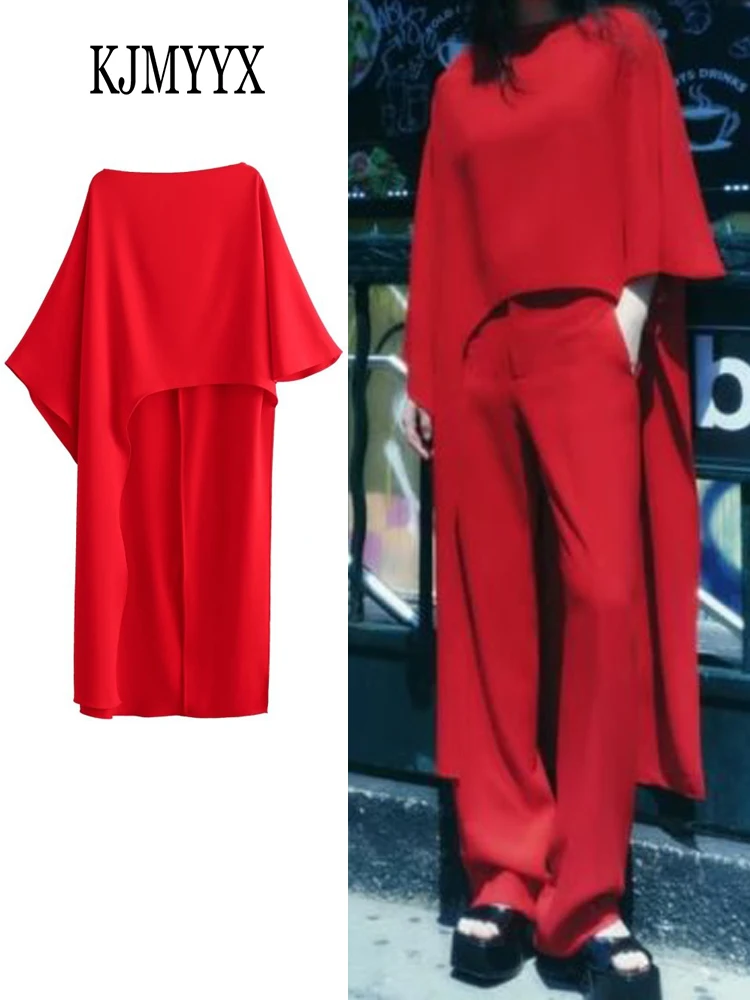 KJMYYX 2 PCS Pants Sets Women Fashion Loose Long Cloak New Asymmetrical O-Neck Coats Female Casual Tops+Elegant High Waist Pants
KJMYYX 2 PCS Pants Sets Women Fashion Loose Long Cloak New Asymmetrical O-Neck Coats Female Casual Tops+Elegant High Waist Pants