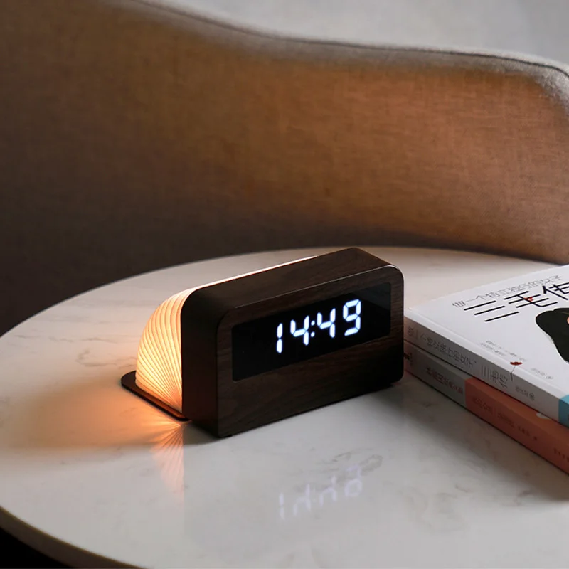Time Light LED Clock Brief Wooden Breathing Colorful Gradient LED Luminous Book Lamp Children's Electronic Digital Clock
Time Light LED Clock Brief Wooden Breathing Colorful Gradient LED Luminous Book Lamp Children's Electronic Digital Clock