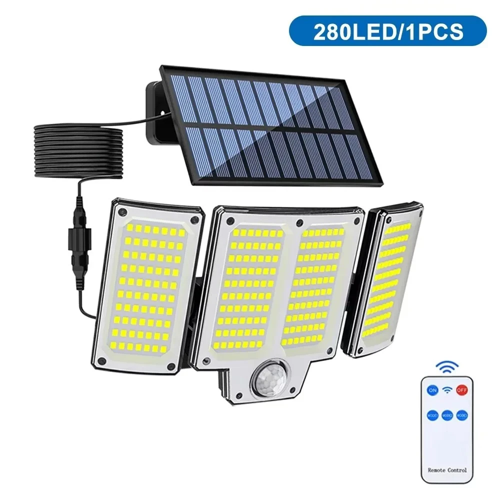 Солнечные прожекторы 280 LED, 3 головы, 3 режима, с пультом
Солнечные прожекторы 280 LED, 3 головы, 3 режима, с пультом