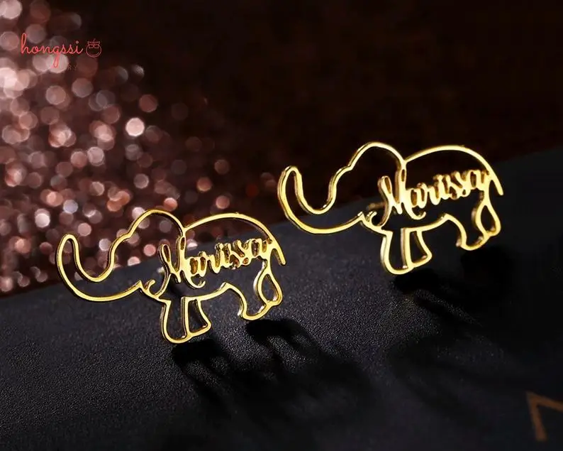Name Earrings Personalized Stainless Steel Bohemia Elephant Animal Jewelry Earrings Customized Nameplate Earrings for Women
Name Earrings Personalized Stainless Steel Bohemia Elephant Animal Jewelry Earrings Customized Nameplate Earrings for Women