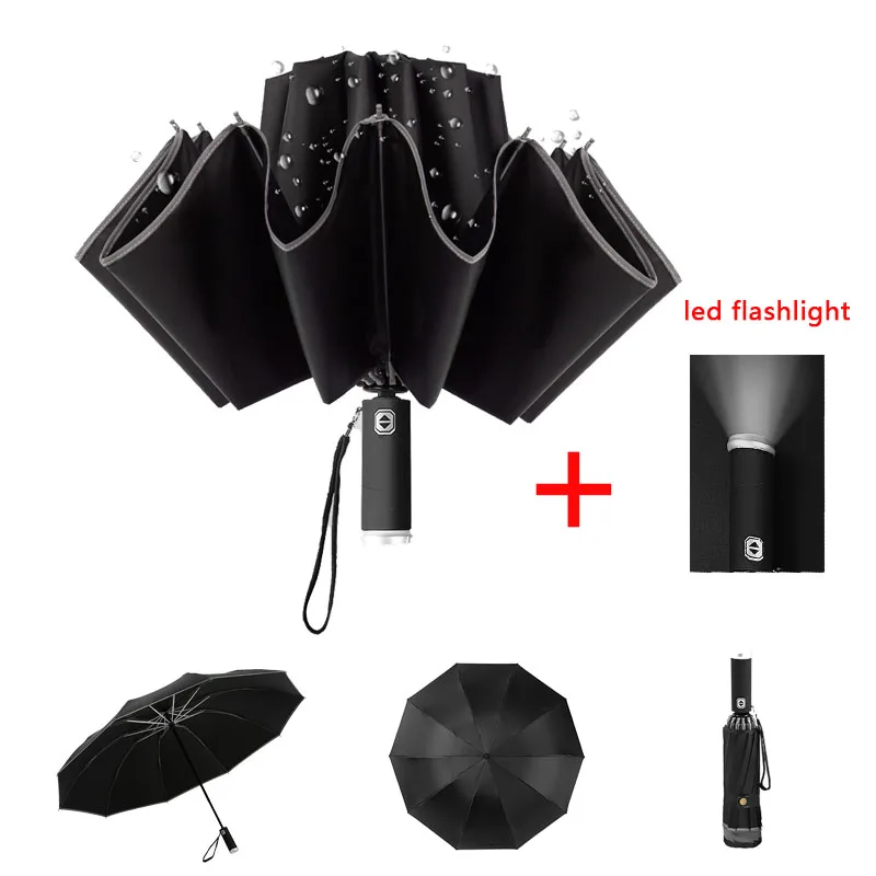 Windproof Women's Umbrella Male Man Automatic Folding Inverted Umbrella With LED Flashlight Reflective Rain Sun Reverse Umbrella
Windproof Women's Umbrella Male Man Automatic Folding Inverted Umbrella With LED Flashlight Reflective Rain Sun Reverse Umbrella
