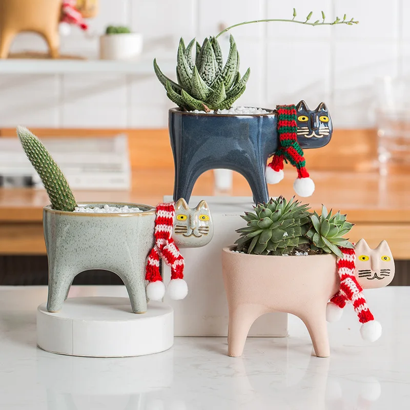 Figurine Cat Ceramic Flower Pots for Garden Planting Plant Cute Desktop Plant Planting Vase for Office Living Room Decor
Figurine Cat Ceramic Flower Pots for Garden Planting Plant Cute Desktop Plant Planting Vase for Office Living Room Decor