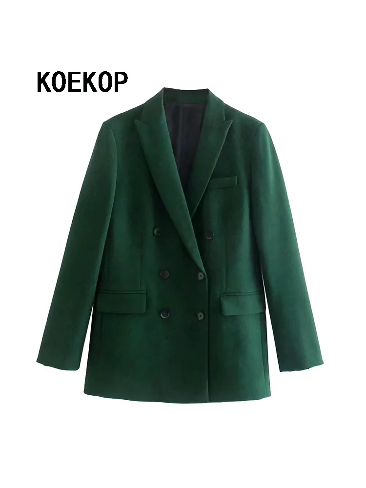 KOEKOP Women Fashion With Pockets Solid Double Breasted Blazers Vintage Notched Neck Long Sleeves Female Office Lady Outfits
KOEKOP Women Fashion With Pockets Solid Double Breasted Blazers Vintage Notched Neck Long Sleeves Female Office Lady Outfits
