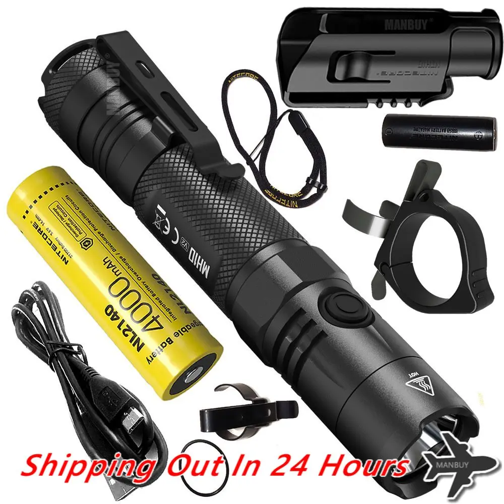 Светодиодный фонарик Nitecore MH10 V2, 1200 люмен, Cree, перезаряжаемый фонарик с разъемом USB-C + тактическое кольцо NTR10 Pro + NL2140, 4000 мАч, аккумулятор 21700
Светодиодный фонарик Nitecore MH10 V2, 1200 люмен, Cree, перезаряжаемый фонарик с разъемом USB-C + тактическое кольцо NTR10 Pro + NL2140, 4000 мАч, аккумулятор 21700