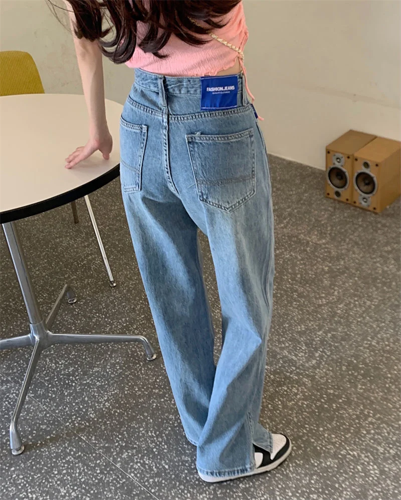 High-waist Straight Wide Slit Straight Wide Jeans Back Pocket Strips Summer Women Jeans
High-waist Straight Wide Slit Straight Wide Jeans Back Pocket Strips Summer Women Jeans