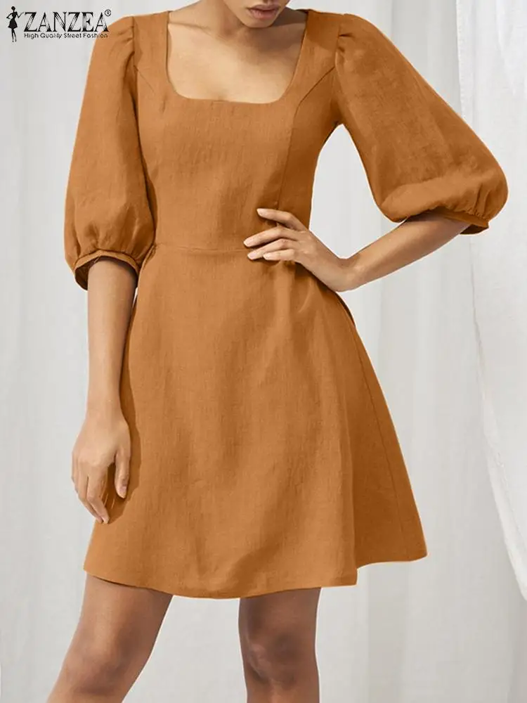 ZANZEA Fashion Half Sleeve Dress Summer Women A-line Square Neck Loose Sundress Female Elegant Solid Knee Length Vestidos 2023
ZANZEA Fashion Half Sleeve Dress Summer Women A-line Square Neck Loose Sundress Female Elegant Solid Knee Length Vestidos 2023