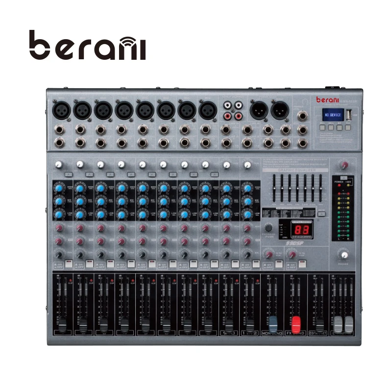 Berani GMX-12/2D Good Quality USB 12 Channel Analog Power Audio Amplifier Sound Mixer DJ Controller
Berani GMX-12/2D Good Quality USB 12 Channel Analog Power Audio Amplifier Sound Mixer DJ Controller