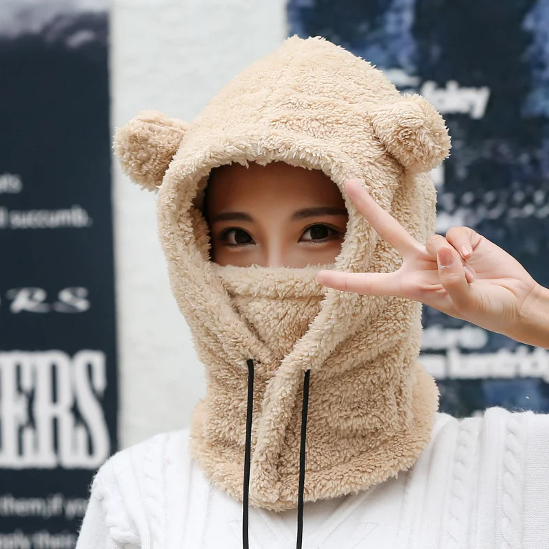 Cartoon Bear Ear Lamb Beanie Hat With Mask Warm Balaclava Winter Thickened Ear Protection Autumn Skullies Beanies For Women Girl
Cartoon Bear Ear Lamb Beanie Hat With Mask Warm Balaclava Winter Thickened Ear Protection Autumn Skullies Beanies For Women Girl