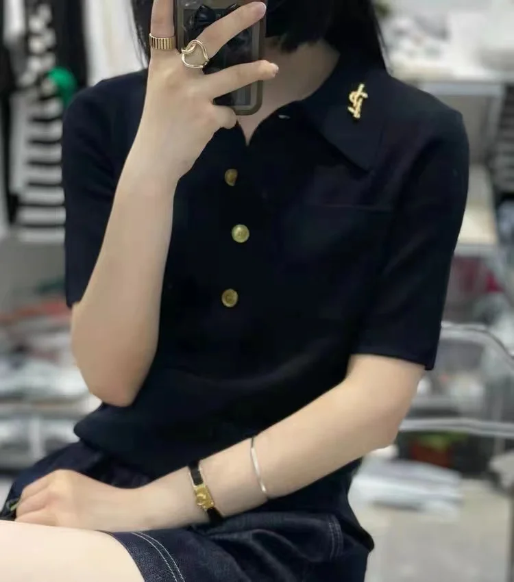 Spring/Summer 2023 New High end Cashmere Knitted Short Sleeve Women's Slim Fit Pullover POLO Neck T-shirt
Spring/Summer 2023 New High end Cashmere Knitted Short Sleeve Women's Slim Fit Pullover POLO Neck T-shirt