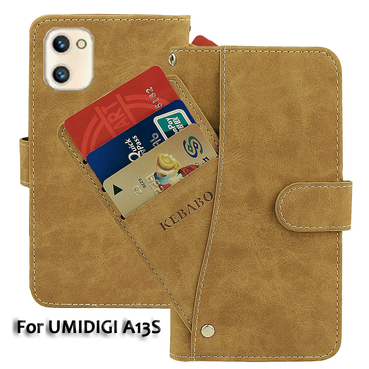 

Vintage Leather Wallet UMIDIGI A13S Case 6.7" Flip Luxury Card Slots Cover Magnet Phone Protective Cases Bags