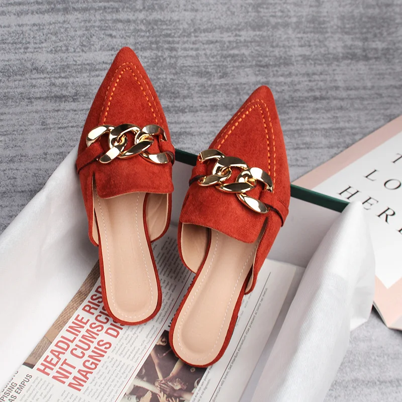 Мюли женские с острым носком, офисные шлепанцы с металлической цепочкой, Уличная Повседневная обувь, большие размеры 41-43, весна 2023
Мюли женские с острым носком, офисные шлепанцы с металлической цепочкой, Уличная Повседневная обувь, большие размеры 41-43, весна 2023