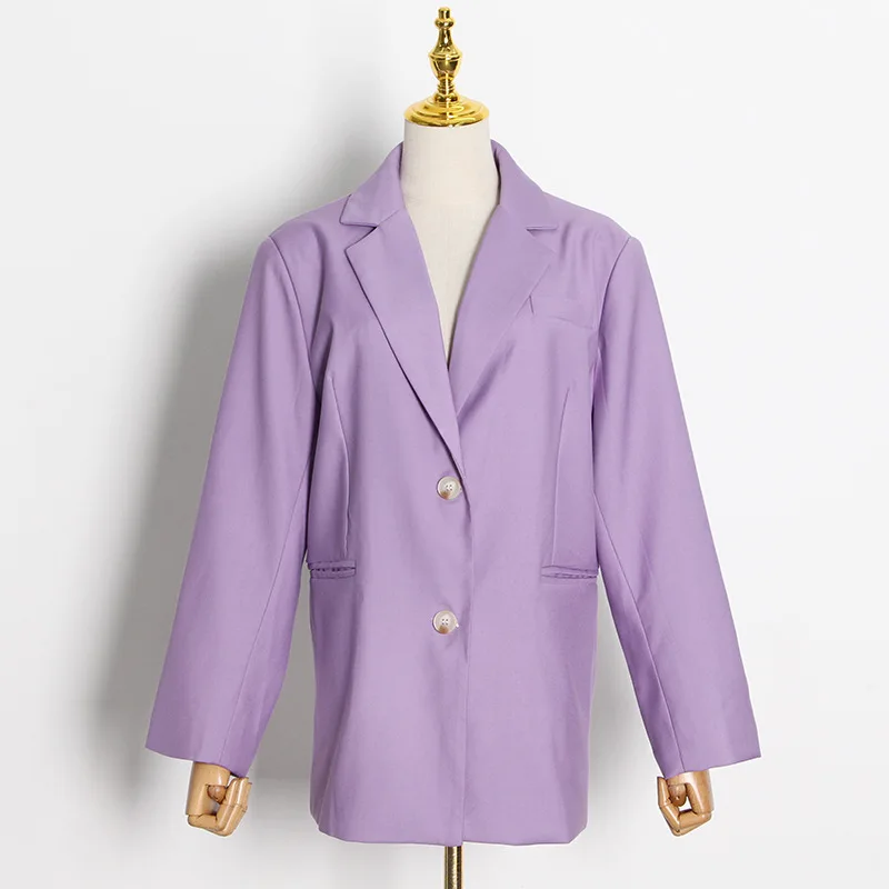 European And American Wind Lapel Single-breasted Small Suits 2022 Autumn Fashion Casual Loose Cold Purple Jacket Women Spot
European And American Wind Lapel Single-breasted Small Suits 2022 Autumn Fashion Casual Loose Cold Purple Jacket Women Spot