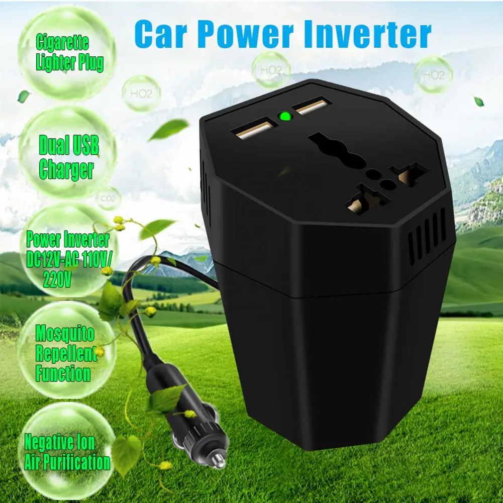 

Car Power Inverter Dual USB Port Mosquito Repellent Cigarette Lighter Car Cup Inverter Adapter DC 12V TO AC 220V Car Accessories