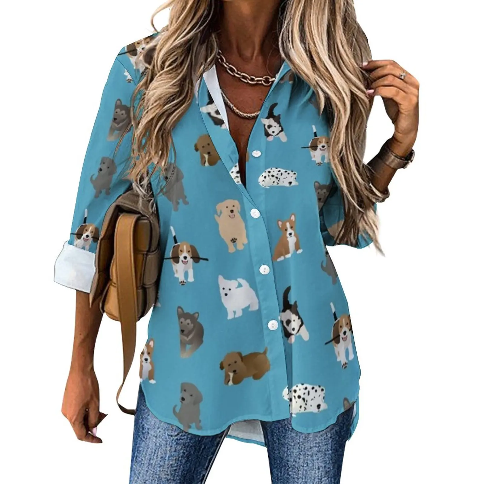Cute Dalmatian Print Blouse Colorful Puppies Vintage Custom Casual Blouses Female Street Fashion Shirt Long Sleeve Oversize Tops
Cute Dalmatian Print Blouse Colorful Puppies Vintage Custom Casual Blouses Female Street Fashion Shirt Long Sleeve Oversize Tops
