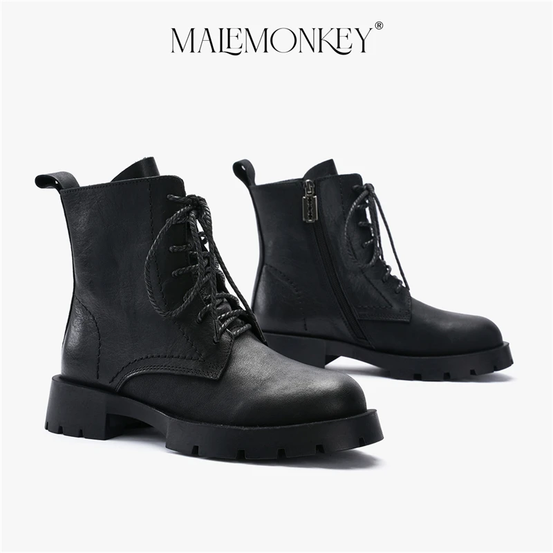 High Quality Ankle Boots Women Cow Leather Chunky Boots Black 2023 Spring New Round Toe Thick Sole Ladies Shoes Black Handmade
High Quality Ankle Boots Women Cow Leather Chunky Boots Black 2023 Spring New Round Toe Thick Sole Ladies Shoes Black Handmade