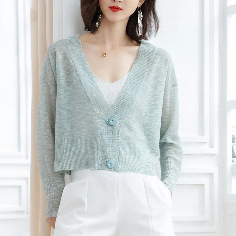 Knitted Cardigan Women Cardigan Ice Silk Knit Outside Short Sleeves Summer New Sun Protective Clothing Hollow Thin Small Shawl
Knitted Cardigan Women Cardigan Ice Silk Knit Outside Short Sleeves Summer New Sun Protective Clothing Hollow Thin Small Shawl