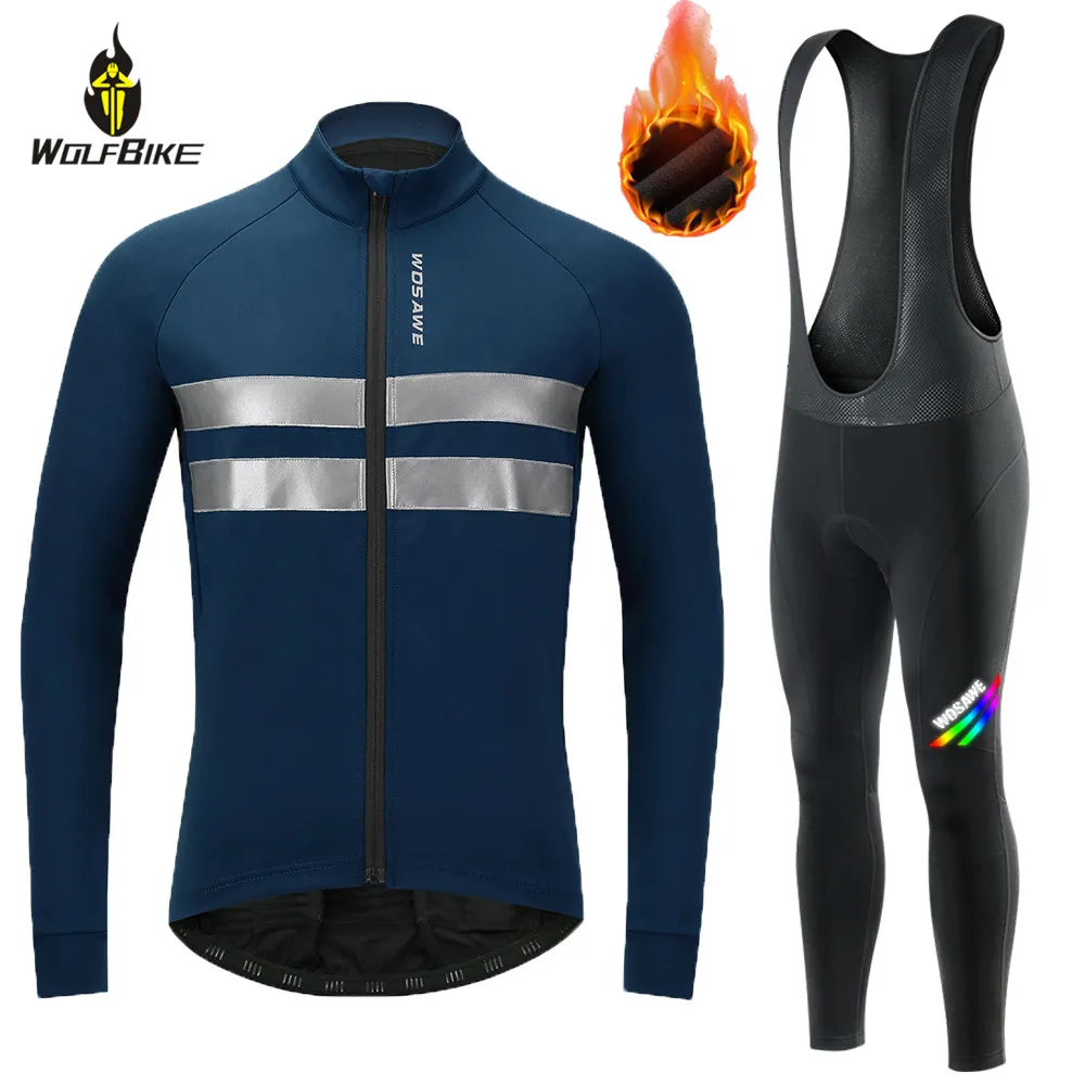 WOSAWE Autumn Winter Men Cycling Set Windproof Warm Bicycle Jacket Jersey Padded Bib Short Thermal Fleece MTB Bike Clothing Suit
WOSAWE Autumn Winter Men Cycling Set Windproof Warm Bicycle Jacket Jersey Padded Bib Short Thermal Fleece MTB Bike Clothing Suit