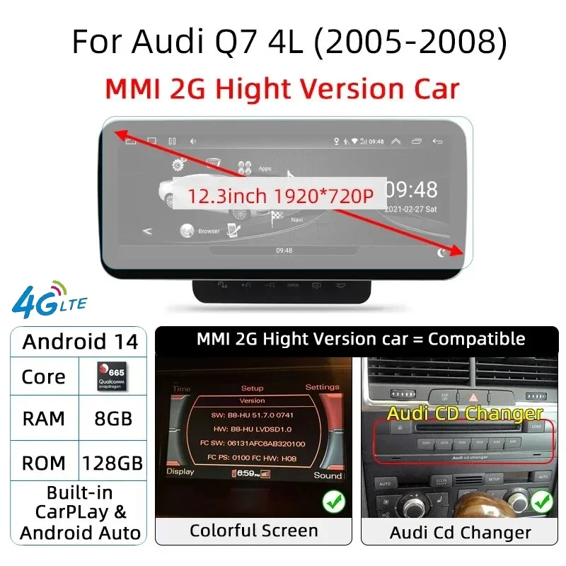 Автомобильный экран Android 14 для Audi Q7 4L 2005-2015 GPS Navi Мультимедийное стерео 8 + 128 ГБ ОЗУ 5G WIFI Carplay Qualcomm 8 Core
Автомобильный экран Android 14 для Audi Q7 4L 2005-2015 GPS Navi Мультимедийное стерео 8 + 128 ГБ ОЗУ 5G WIFI Carplay Qualcomm 8 Core
