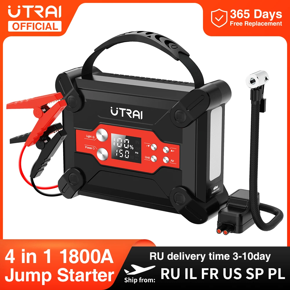 UTRAI Jump Starter 4 in 1 Air Compressor 1800A Power Bank Portable Battery For Car Emergency Booster Starting Device
UTRAI Jump Starter 4 in 1 Air Compressor 1800A Power Bank Portable Battery For Car Emergency Booster Starting Device