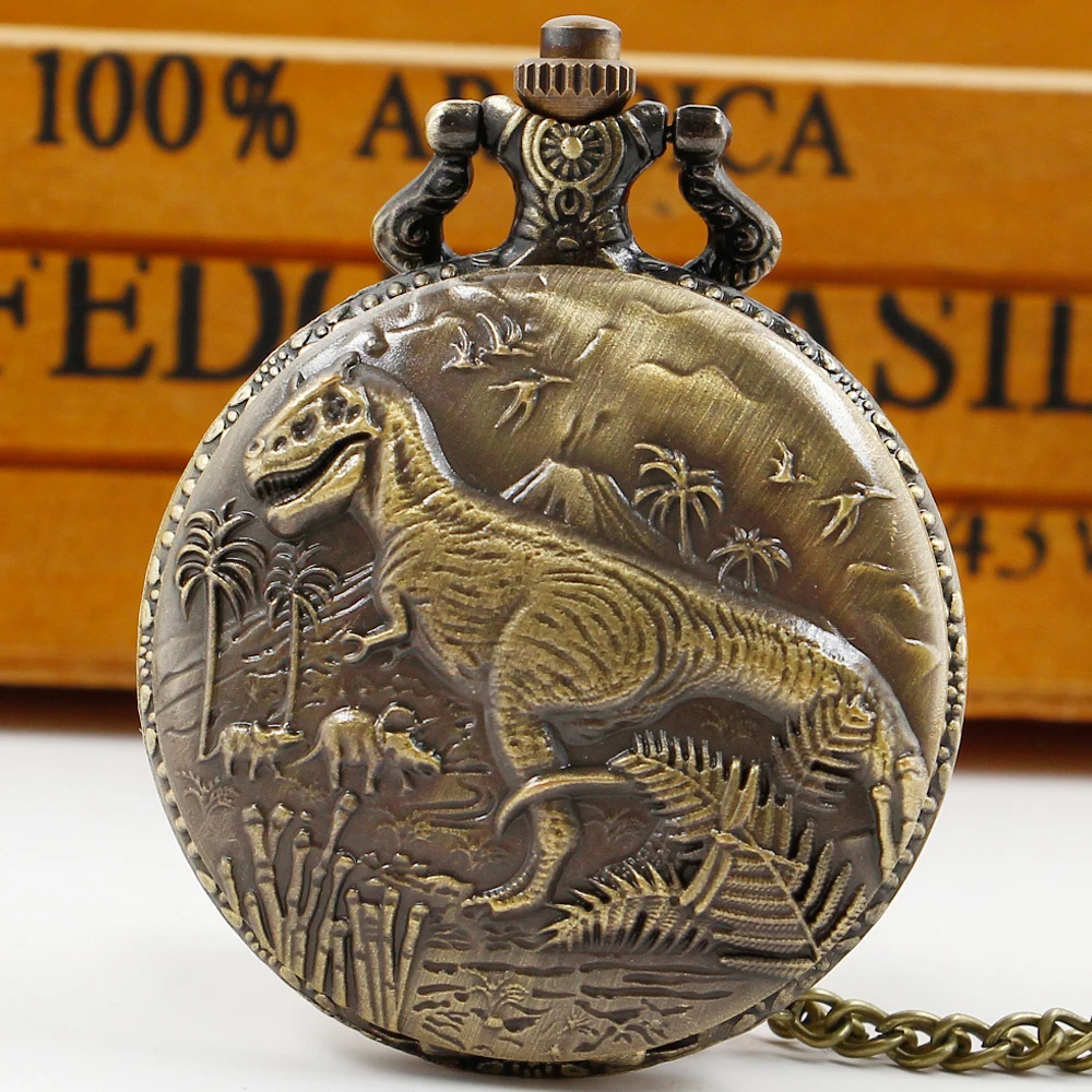 Vintage Dinosaur Quartz Pocket Watch Punk Cool Bronze Necklace Watch Unique Antique Pendant Clock Gifts for Boys Girls
Vintage Dinosaur Quartz Pocket Watch Punk Cool Bronze Necklace Watch Unique Antique Pendant Clock Gifts for Boys Girls