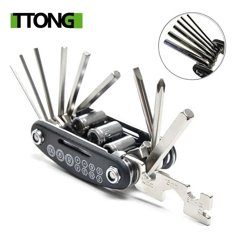 16 in 1 Bicycle Tools Sets Mountain Bike Bicycle Multi Repair Tool Kit Hex Spoke Wrench Mountain Cycle Screwdriver Tool
16 in 1 Bicycle Tools Sets Mountain Bike Bicycle Multi Repair Tool Kit Hex Spoke Wrench Mountain Cycle Screwdriver Tool