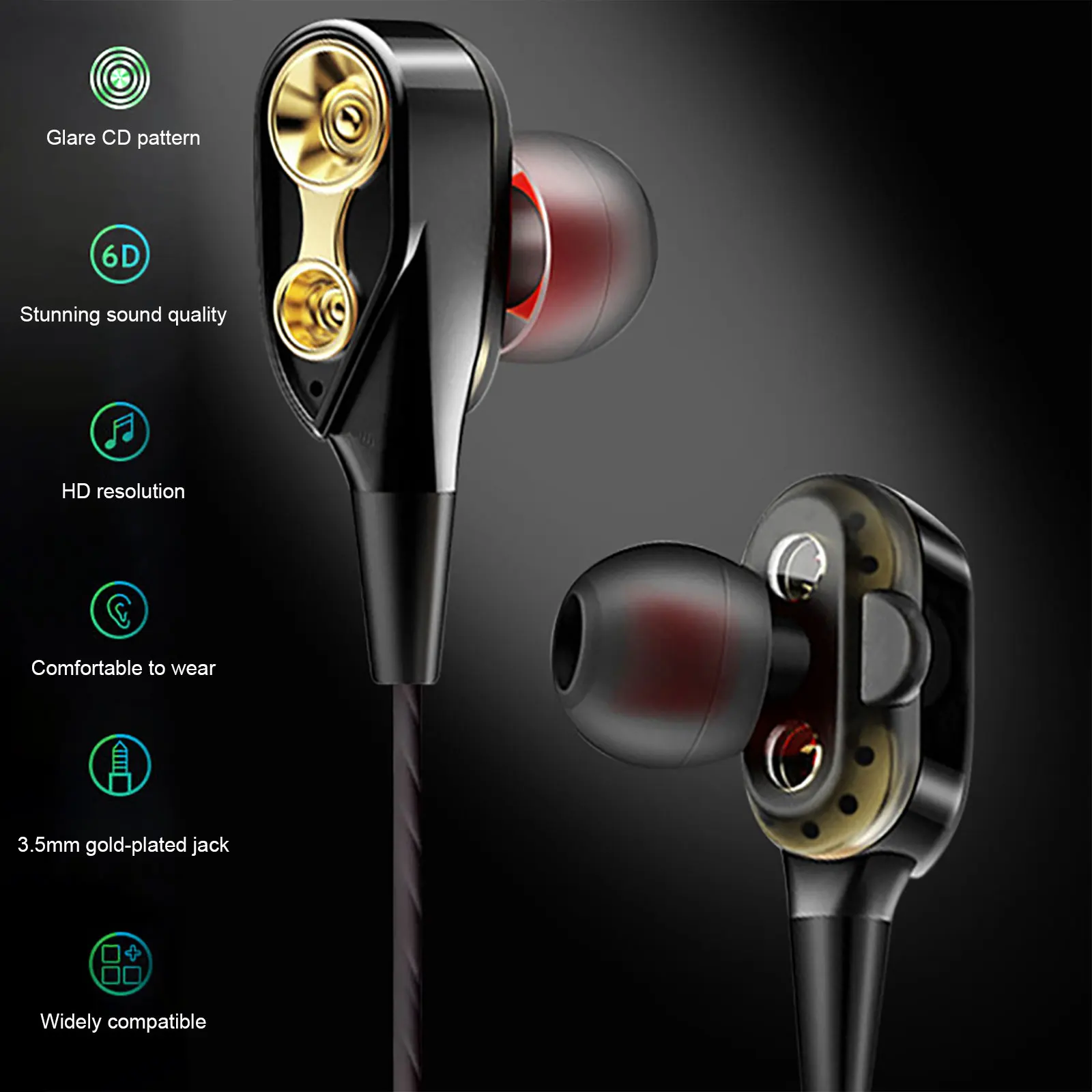 3.5mm Wired Earphones In-Ear Headphones with Microphone Stereo Headset Deep Bass High Sound Quality for iPhone Samsung Xiaomi
3.5mm Wired Earphones In-Ear Headphones with Microphone Stereo Headset Deep Bass High Sound Quality for iPhone Samsung Xiaomi