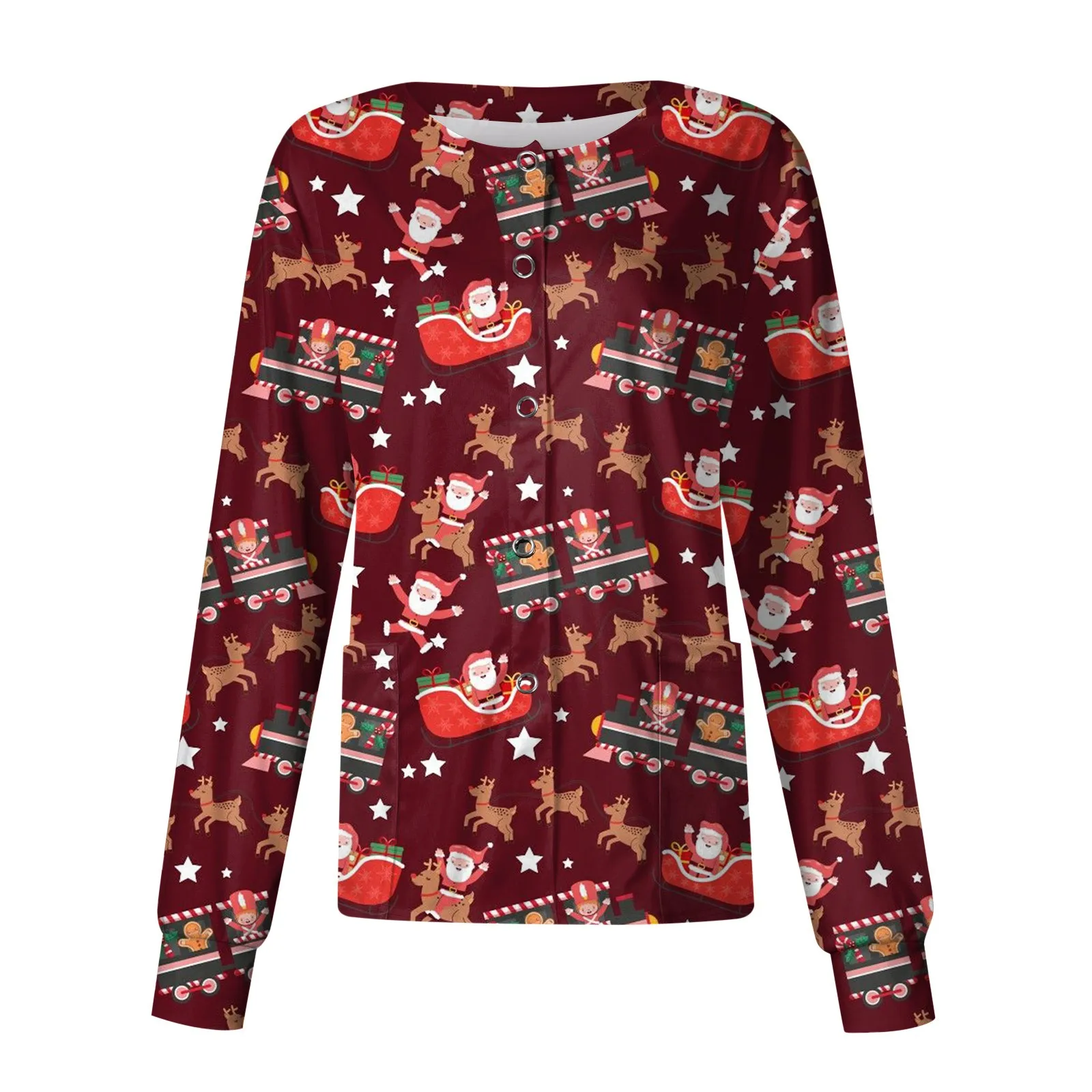 Women's Coat Autumn and Winter Contrast Geometric Print Christmas Button cartoon pattern Cardigan Fashion Casual Tops outerwear
Women's Coat Autumn and Winter Contrast Geometric Print Christmas Button cartoon pattern Cardigan Fashion Casual Tops outerwear