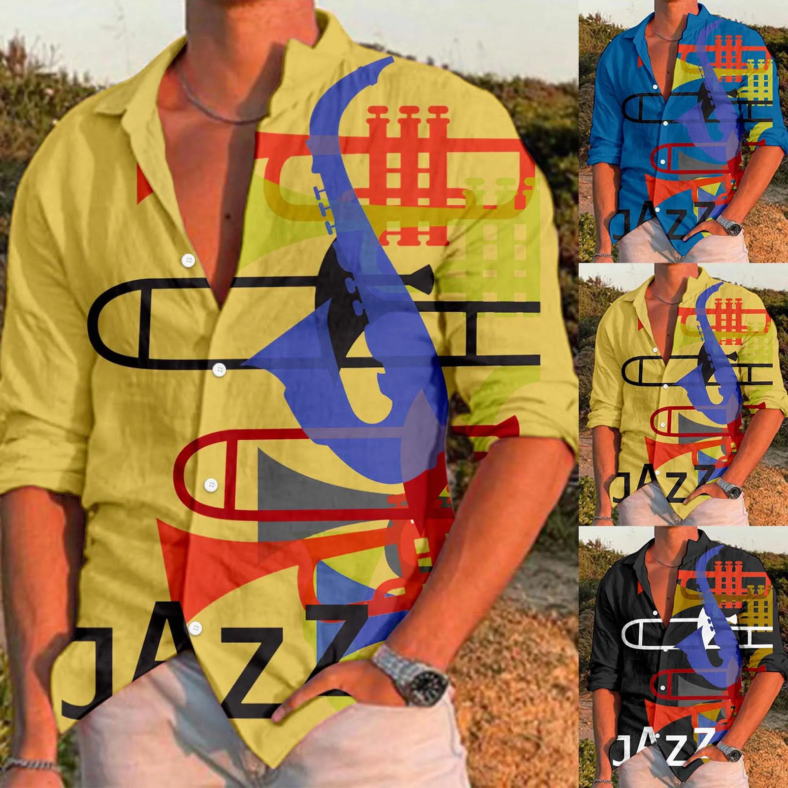 Casual Short Male Casual Music Print Shirt Long Sleeve Turn Down Collar Shirt Mock Neck
Casual Short Male Casual Music Print Shirt Long Sleeve Turn Down Collar Shirt Mock Neck