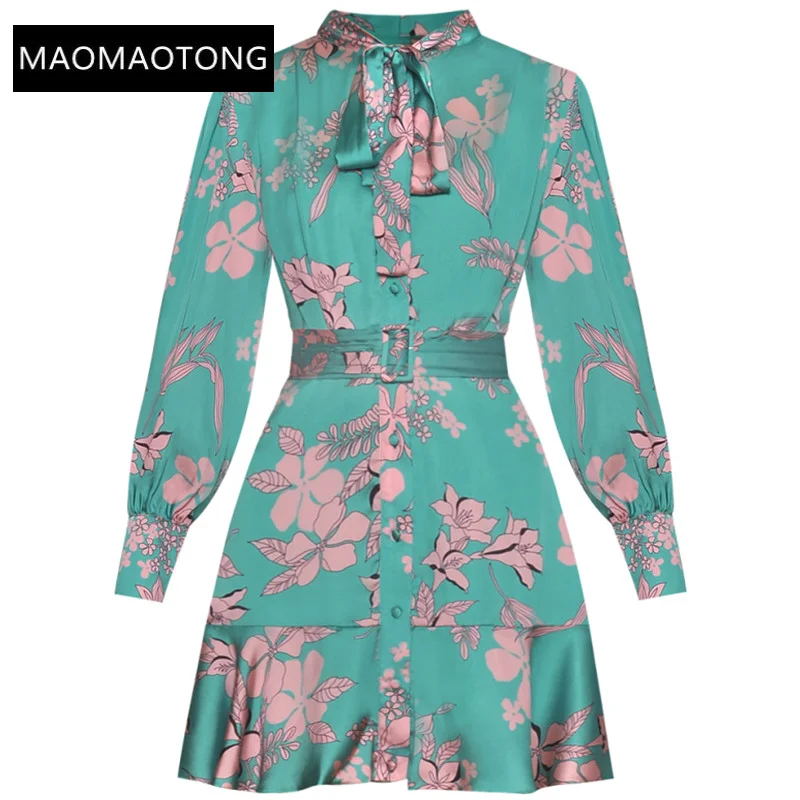 Dresses For Women 2022 Elegant High Quality Luxury Designer Autumn bow Stand collar Floral-Print Lace-Up Mini Dress with belt
Dresses For Women 2022 Elegant High Quality Luxury Designer Autumn bow Stand collar Floral-Print Lace-Up Mini Dress with belt