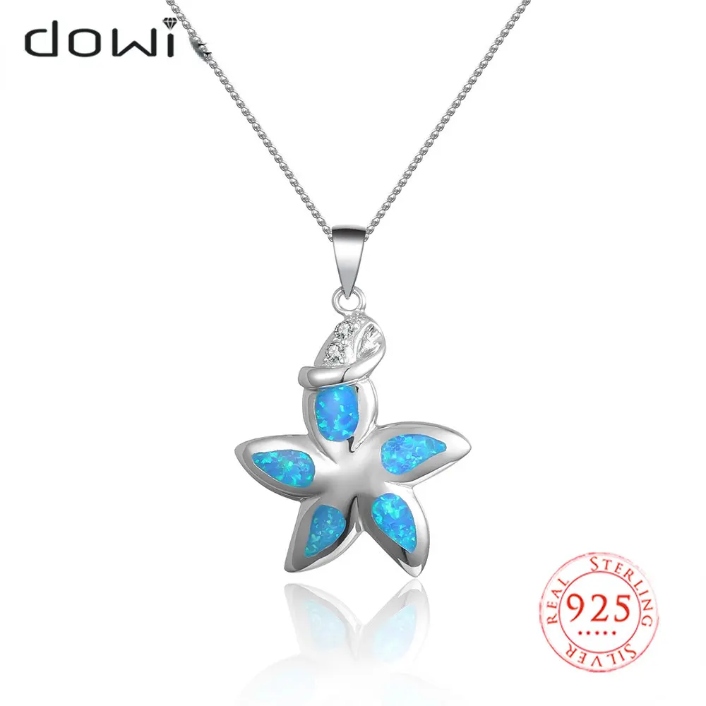 

Dowi Real 925 Sterling Silver Opal Zircon Spring Flower Pendant Necklace for Women Fine Jewelry collar Gift N816