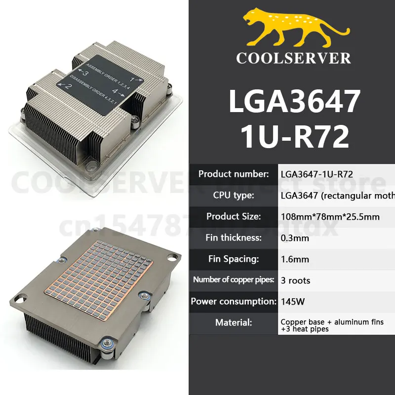 COOLSERVER R72 S72 LGA3647 1U CPU Server cooler 3 Heatpipe Workstation Desktop computer silent CPU cooler 165W for Intel LGA3647
COOLSERVER R72 S72 LGA3647 1U CPU Server cooler 3 Heatpipe Workstation Desktop computer silent CPU cooler 165W for Intel LGA3647