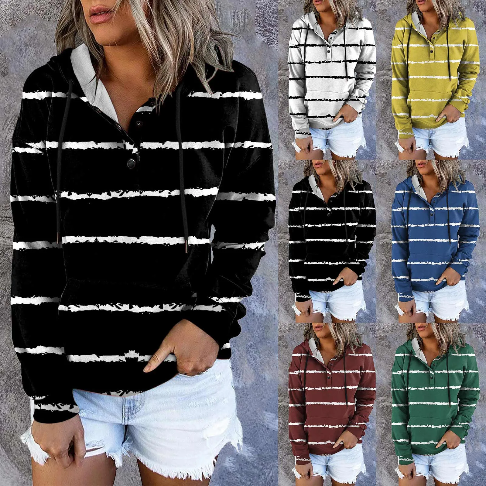 Женская толстовка, Повседневная Толстовка с длинным рукавом и принтом, пуловер с капюшоном на пуговицах, стеганый свитер на молнии
Женская толстовка, Повседневная Толстовка с длинным рукавом и принтом, пуловер с капюшоном на пуговицах, стеганый свитер на молнии