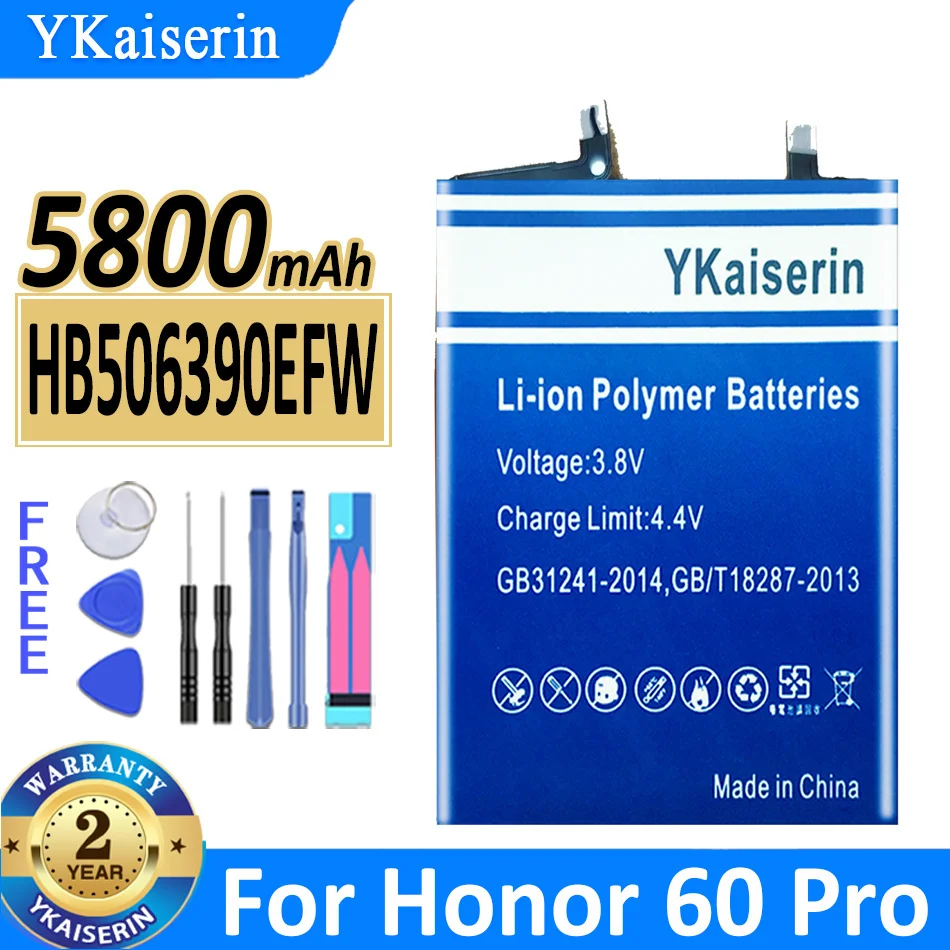 Аккумулятор ykaisin HB506390EFW 5800 мач для huawei Honor 60 Pro для Honor60 Pro мобильный телефон
Аккумулятор ykaisin HB506390EFW 5800 мач для huawei Honor 60 Pro для Honor60 Pro мобильный телефон