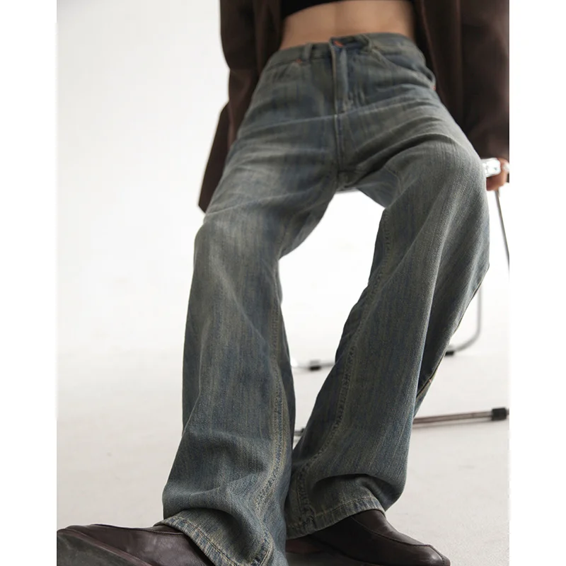 Women's Straight Jeans Loose Wide Legs In Winter, Washed Worn, Mopping The Floor, Sense Of FOREST
Women's Straight Jeans Loose Wide Legs In Winter, Washed Worn, Mopping The Floor, Sense Of FOREST