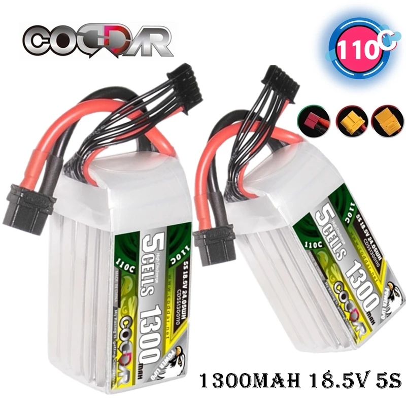 

2PCS CODDAR 5S 18.5V 1300mAh 110C Lipo Battery With XT150 XT60 XT90 Connect For Quadcopter FPV RC Helicopter Racing Drone Parts