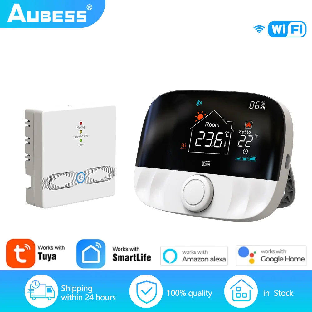 Black Tuya LCD Wifi/RF433 Smart Thermostat Smart Home Floor Heater Water Gas Boiler Temperature Controller For Alexa Google Home
Black Tuya LCD Wifi/RF433 Smart Thermostat Smart Home Floor Heater Water Gas Boiler Temperature Controller For Alexa Google Home