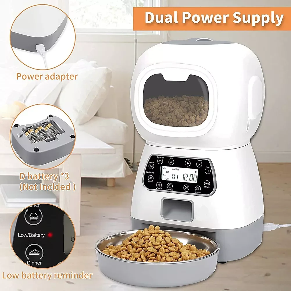 3.5L Automatic Pet Feeder Food Dispenser for Cats Dogs Smart Voice Record Timer Eating Bowl Container Auto Feeding Pet Supplies
3.5L Automatic Pet Feeder Food Dispenser for Cats Dogs Smart Voice Record Timer Eating Bowl Container Auto Feeding Pet Supplies