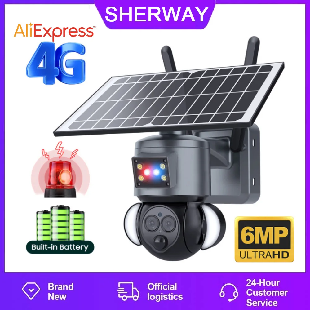 SHERWAY Outdoor Night Vision Solar camera Body tracking Security 4MP PIR Outdoor CCTV 4G WIFI solar cell Floodlight PTZ camera
SHERWAY Outdoor Night Vision Solar camera Body tracking Security 4MP PIR Outdoor CCTV 4G WIFI solar cell Floodlight PTZ camera