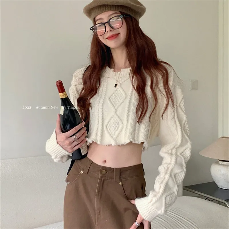 Knitted Crop Tops Women Casual Twist Sweater Long Sleeve Streetwear Pullovers Short Knitwear Solid Color Jumper 2022 New I684
Knitted Crop Tops Women Casual Twist Sweater Long Sleeve Streetwear Pullovers Short Knitwear Solid Color Jumper 2022 New I684