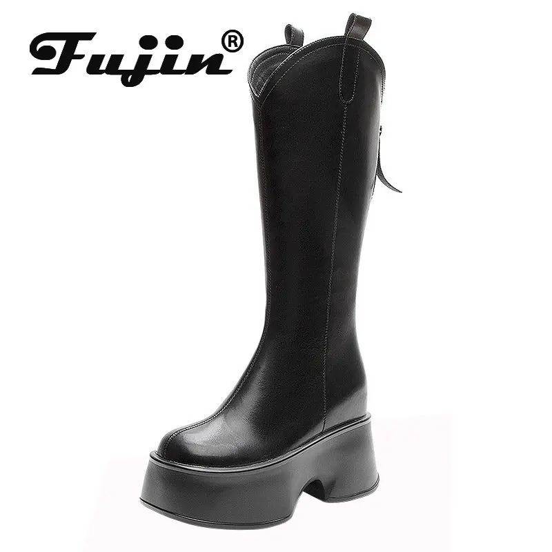Fujin 11cm Genuine Leather Synthetic Chelsea Mid Calf Knee High Booties Women Ladies Chimney Famles Fashion Spring Autumn Shoes
Fujin 11cm Genuine Leather Synthetic Chelsea Mid Calf Knee High Booties Women Ladies Chimney Famles Fashion Spring Autumn Shoes