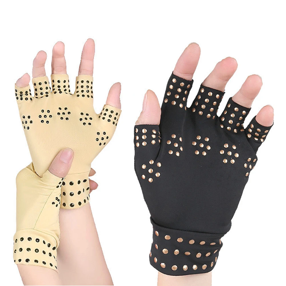 

1 Pair Magnetic Therapy Fingerless Gloves Arthritis Gloves Rheumatoid Compression Hand Pain Relief Heal Joints Health Care Tool