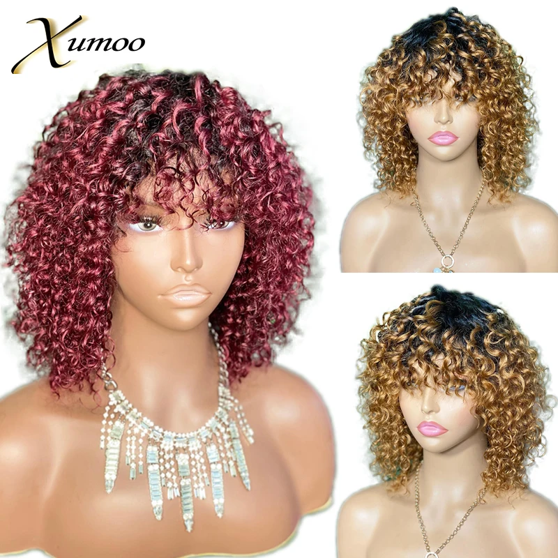 Short Bob Cut 99J Burgundy Brown Color Jerry Curly Full Machine Made Human Hair Wigs For Black Women With Bangs Remy Brazilian
Short Bob Cut 99J Burgundy Brown Color Jerry Curly Full Machine Made Human Hair Wigs For Black Women With Bangs Remy Brazilian