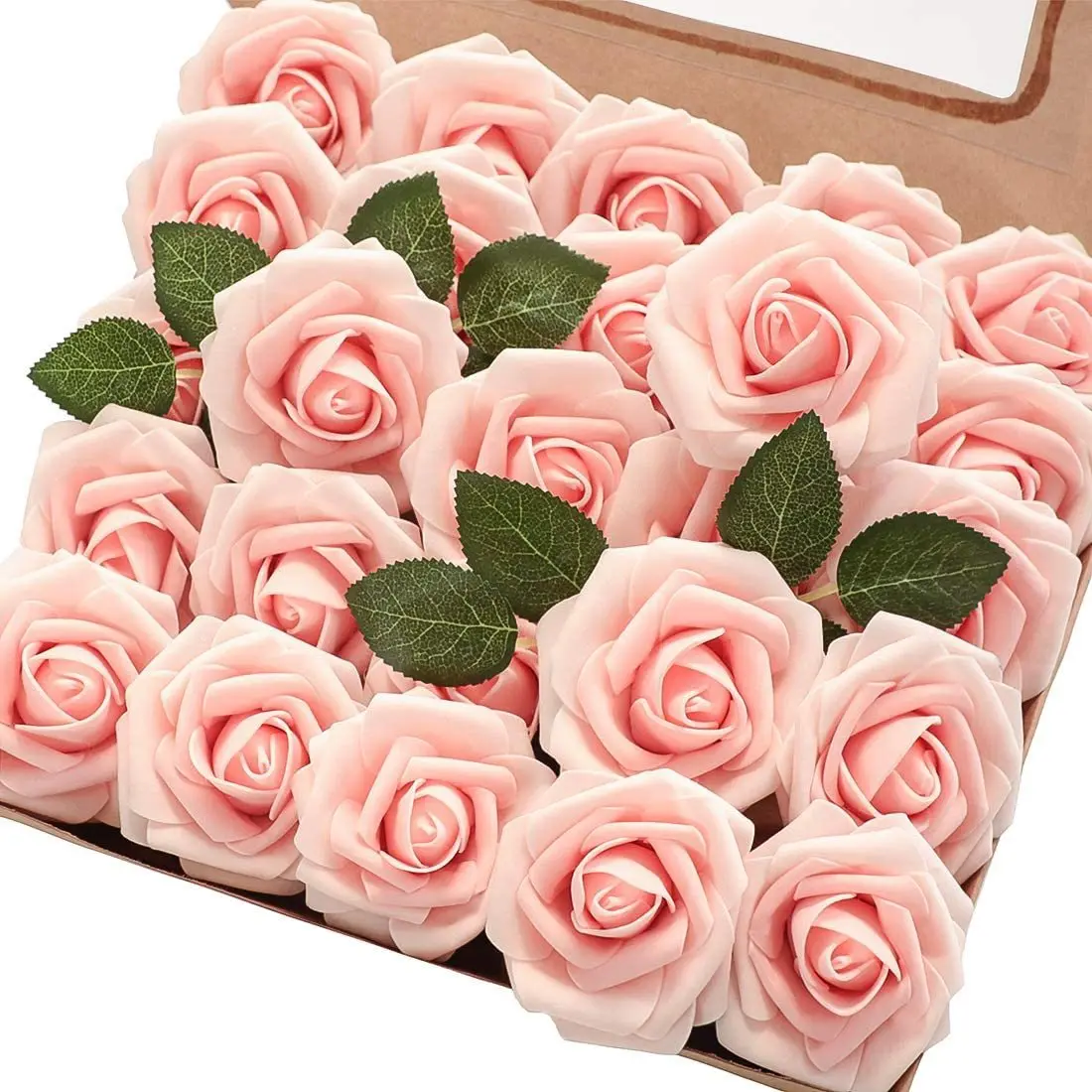 

Artificial Flowers 25pcs Real Looking Foam Fake Roses with Stems for DIY Wedding Bouquets Bridal Shower Centerpieces Party