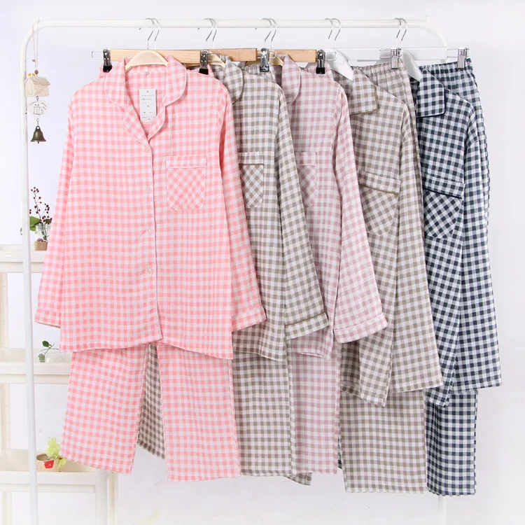 100% Cotton Sleepwear Women Pajamas Sets Plaid Homewear Suit With Pocket Long Sleeve Femme Pijama Button Top+Pants Pyjama Muje
100% Cotton Sleepwear Women Pajamas Sets Plaid Homewear Suit With Pocket Long Sleeve Femme Pijama Button Top+Pants Pyjama Muje