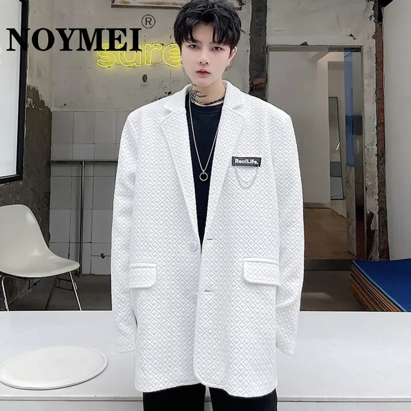 

Блейзер NOYMEI мужской однотонный, модный, в Корейском стиле, с лацканами, однобортный, модный мужской костюм с карманами, пальто 2023 WA1112