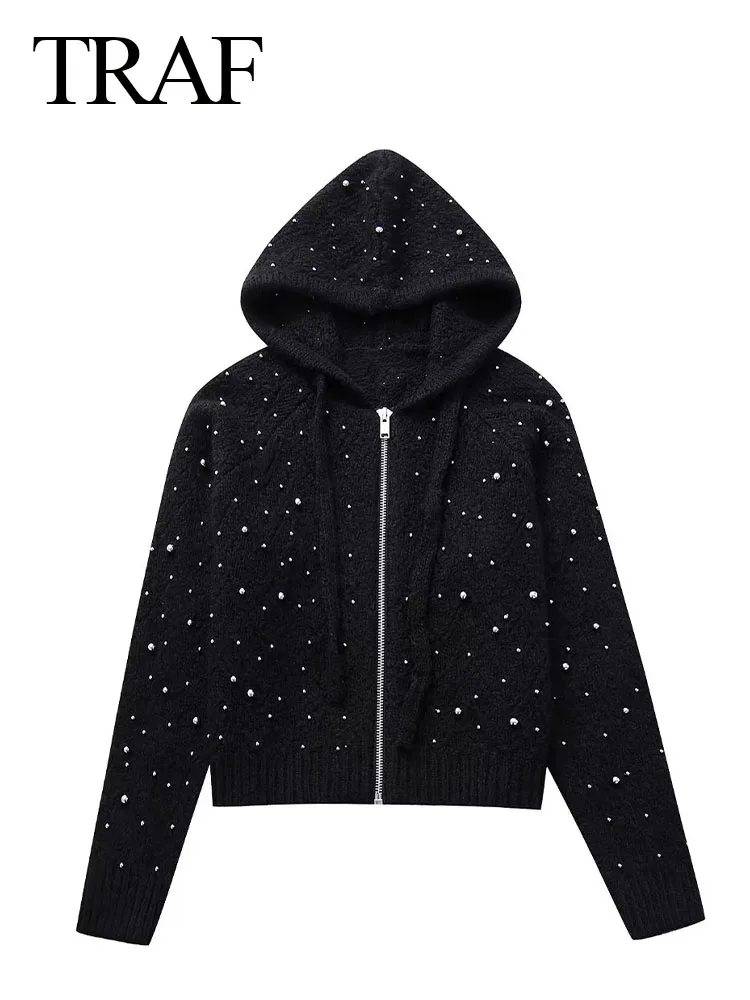 TRAF 2023 Women's Fashion Autumn Loose Cardigan Solid Hooded Long Sleeves Zipper Knitted Coats Female High Street Sweater 
TRAF 2023 Women's Fashion Autumn Loose Cardigan Solid Hooded Long Sleeves Zipper Knitted Coats Female High Street Sweater