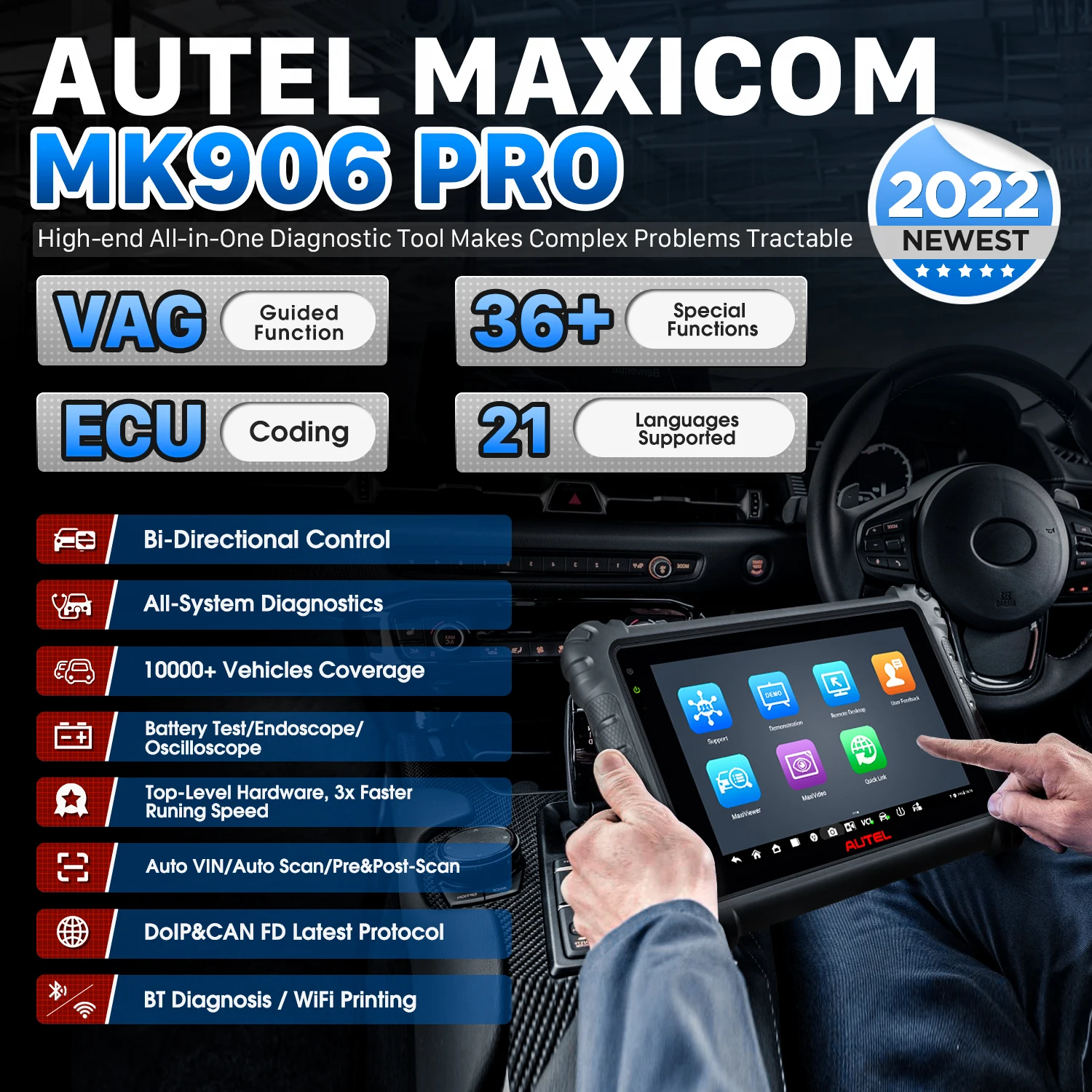Autel MaxiCOM MK906PRO автомобильный диагностический инструмент OBD2 все системы двунаправленный сканер ЭБУ кодирование обновленный MK906BT MS906BT
Autel MaxiCOM MK906PRO автомобильный диагностический инструмент OBD2 все системы двунаправленный сканер ЭБУ кодирование обновленный MK906BT MS906BT