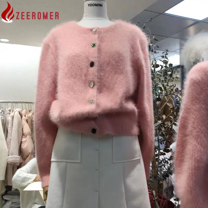 2022 Autumn Winter Fashion Pink Mink Cashmere Cardigan Coat Women O-Neck Single Breaster Thick Mohair Knitted Sweater Jacket Top
2022 Autumn Winter Fashion Pink Mink Cashmere Cardigan Coat Women O-Neck Single Breaster Thick Mohair Knitted Sweater Jacket Top
