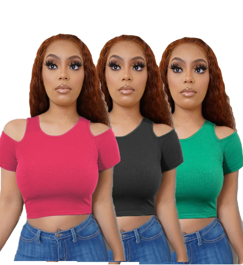 Summer Women T Shirt Casual Sportwear Clothes Sexy Hollow Out Shoulder Short Sleeves Round Neck Slim Solid Crop Top Street 2022
Summer Women T Shirt Casual Sportwear Clothes Sexy Hollow Out Shoulder Short Sleeves Round Neck Slim Solid Crop Top Street 2022