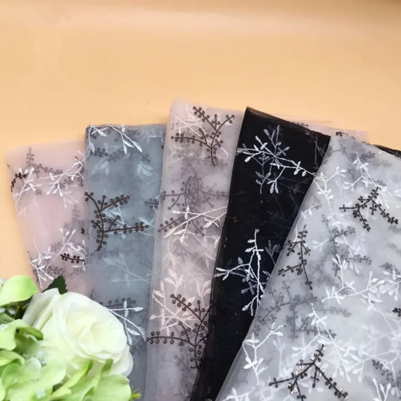 140cm Wide Sequins Branch Embroidered Tulle Fabric Soft Organza Glitter Mesh Lace Fabric Tutu Skirt Wedding Dress Clothes Sewing
140cm Wide Sequins Branch Embroidered Tulle Fabric Soft Organza Glitter Mesh Lace Fabric Tutu Skirt Wedding Dress Clothes Sewing